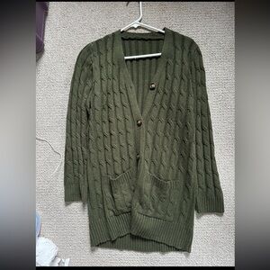 Green Ribbed Knit Sweater
